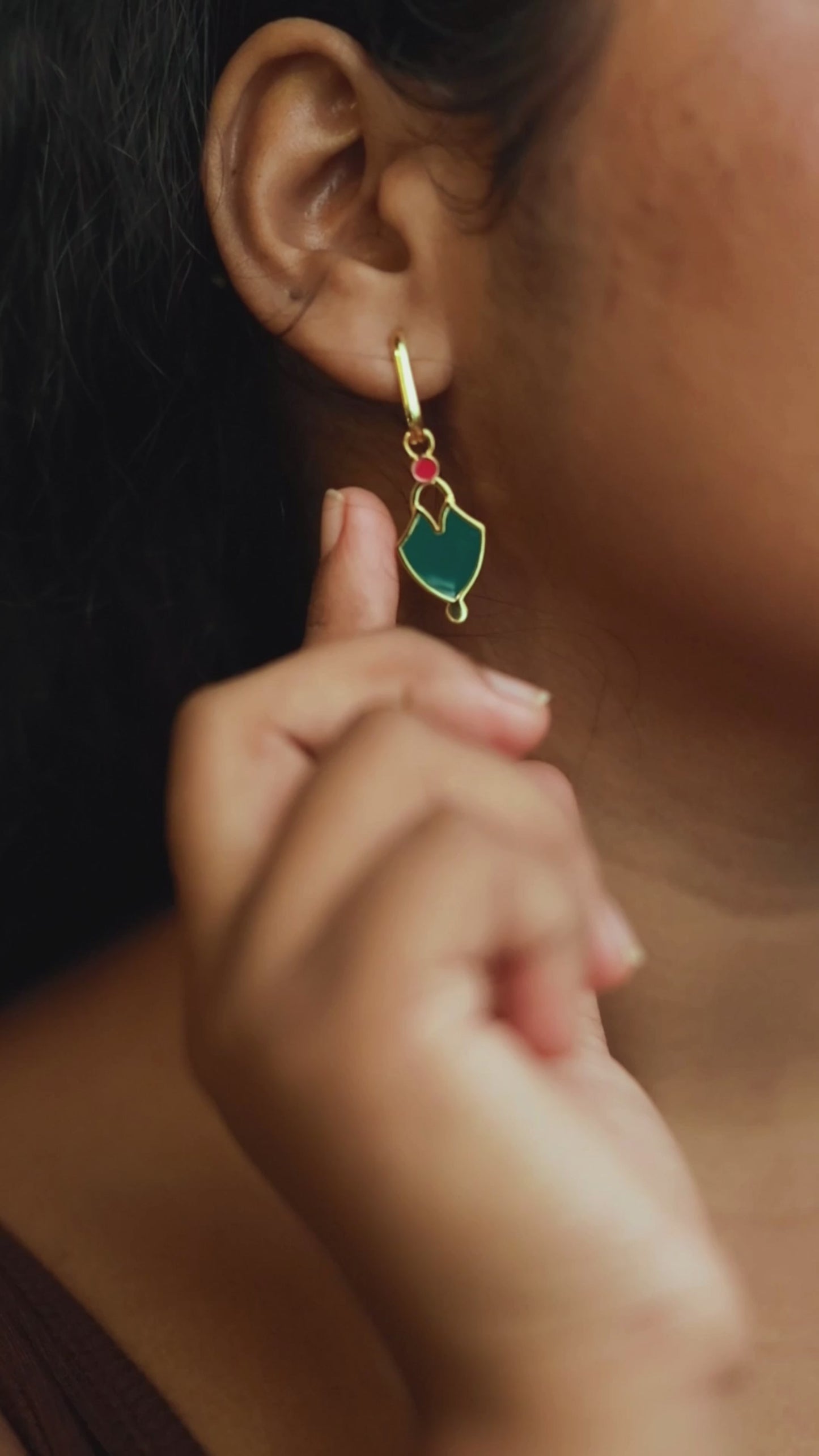 Vimala Detachable Enamel Charm Drop Earrings